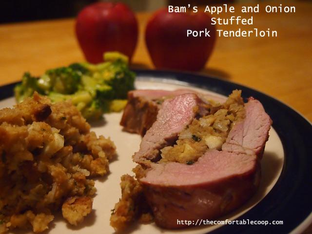 Bam's Apple and Onion Stuffed Pork Tenderloin is the perfect Autumnl dinner!
